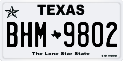 TX license plate BHM9802
