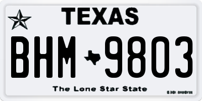 TX license plate BHM9803