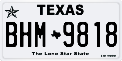 TX license plate BHM9818