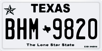 TX license plate BHM9820