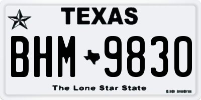 TX license plate BHM9830