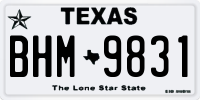 TX license plate BHM9831