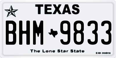 TX license plate BHM9833