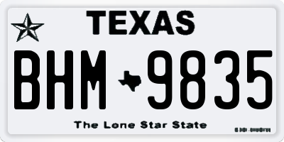 TX license plate BHM9835