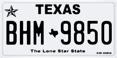 TX license plate BHM9850