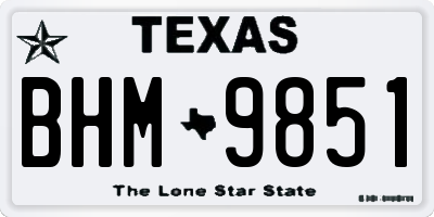 TX license plate BHM9851