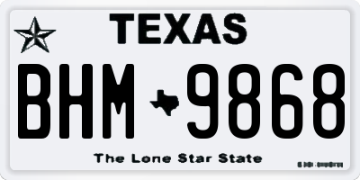TX license plate BHM9868