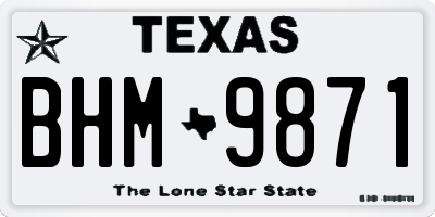 TX license plate BHM9871