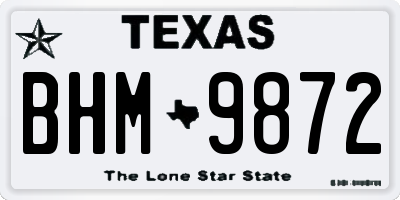 TX license plate BHM9872