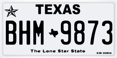 TX license plate BHM9873