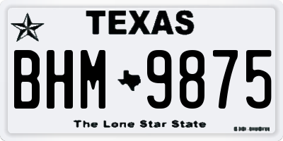 TX license plate BHM9875