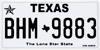 TX license plate BHM9883