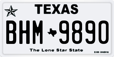 TX license plate BHM9890