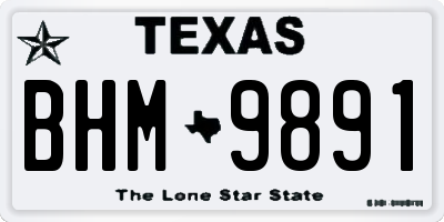 TX license plate BHM9891