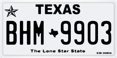 TX license plate BHM9903