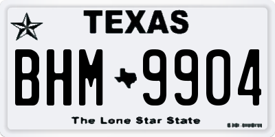 TX license plate BHM9904