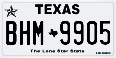 TX license plate BHM9905