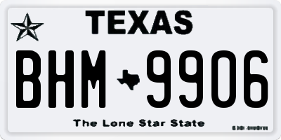 TX license plate BHM9906