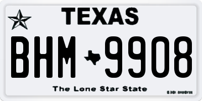 TX license plate BHM9908