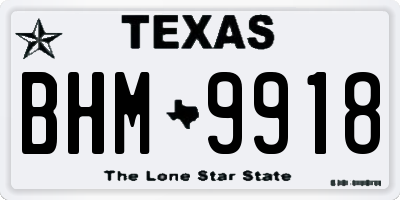 TX license plate BHM9918