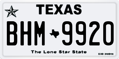 TX license plate BHM9920