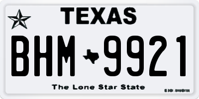 TX license plate BHM9921