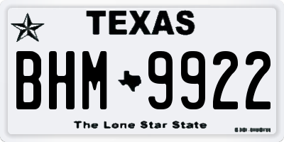 TX license plate BHM9922