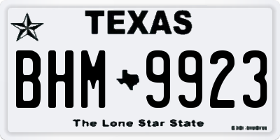 TX license plate BHM9923