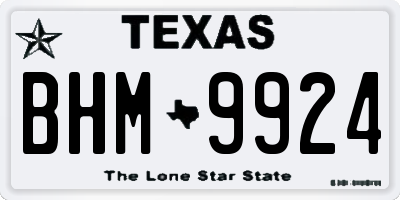 TX license plate BHM9924