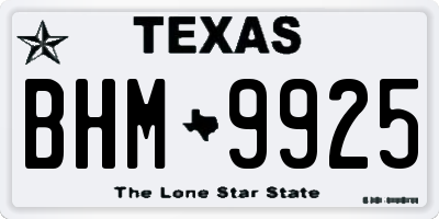 TX license plate BHM9925