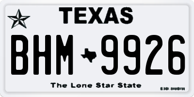 TX license plate BHM9926