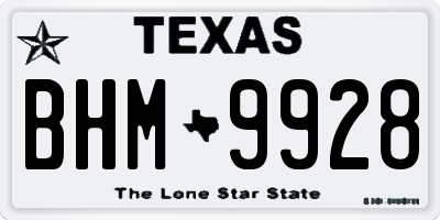 TX license plate BHM9928