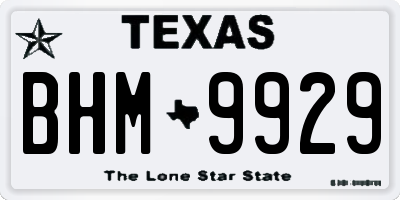 TX license plate BHM9929
