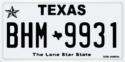 TX license plate BHM9931