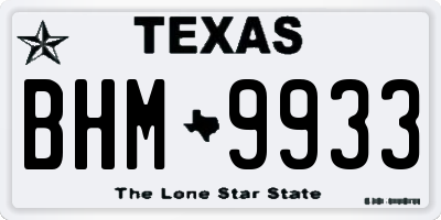 TX license plate BHM9933