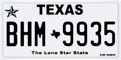 TX license plate BHM9935