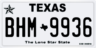 TX license plate BHM9936