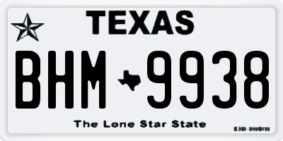 TX license plate BHM9938