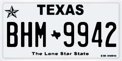 TX license plate BHM9942