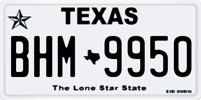 TX license plate BHM9950
