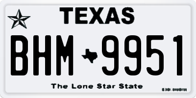 TX license plate BHM9951