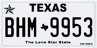 TX license plate BHM9953