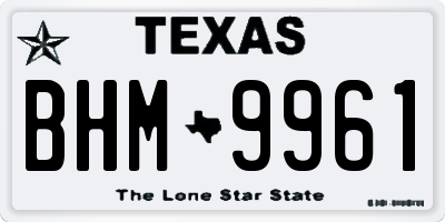 TX license plate BHM9961