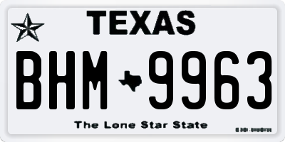 TX license plate BHM9963