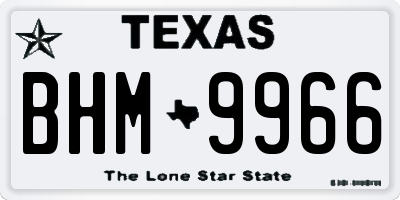 TX license plate BHM9966