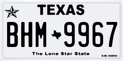 TX license plate BHM9967