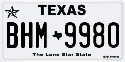 TX license plate BHM9980