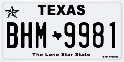 TX license plate BHM9981
