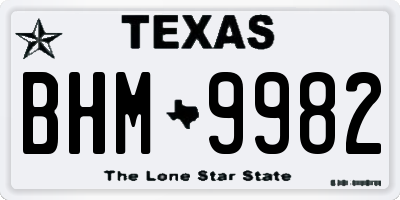 TX license plate BHM9982