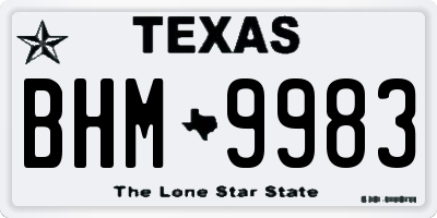 TX license plate BHM9983